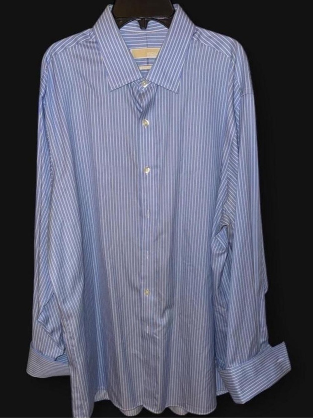 Men’s Blue and White Striped Michael Kors Dress Shirt